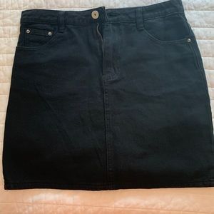Black denim short skirt
